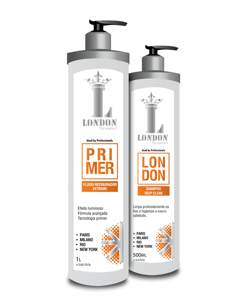 London Primer Fluído Restaurador Extreme 1 L + Shampoo Deep Clean 500 ml